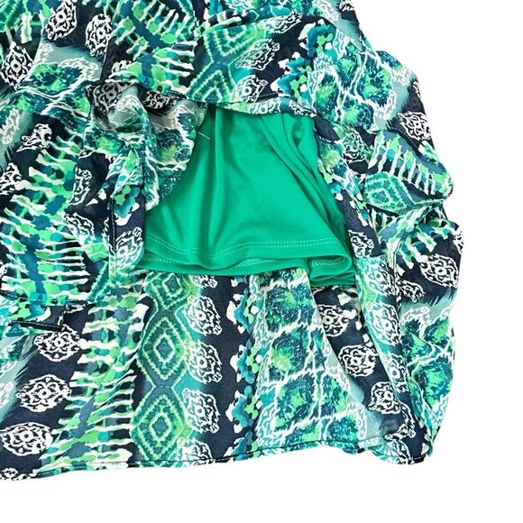 Rabbit Rabbit Rabbit Dress Womens SZ 12 Navy Blue Green Flowy Midi Boho 70's - Picture 7 of 13